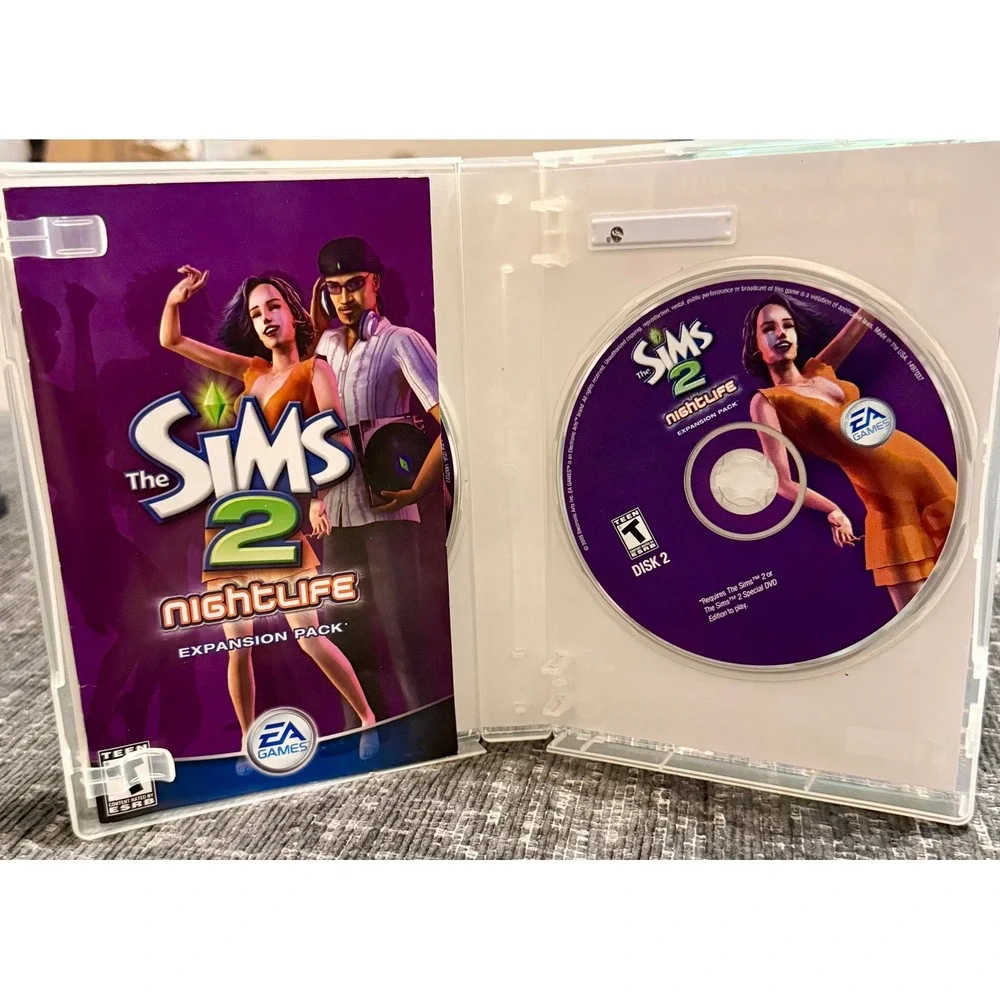 The Sims 2 Nightlife Expansion Pack PC CD-ROM 2-Disc Set Excellent 2005